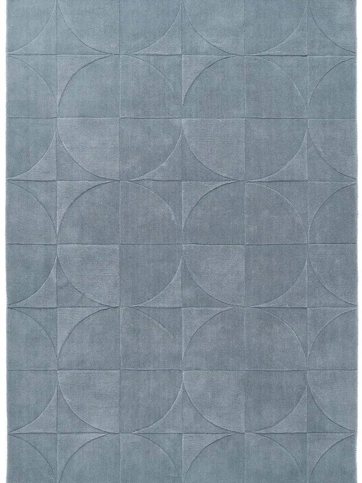 Penny Duck Egg Blue Geometric Wool Rug for wholesale by THE RUGS