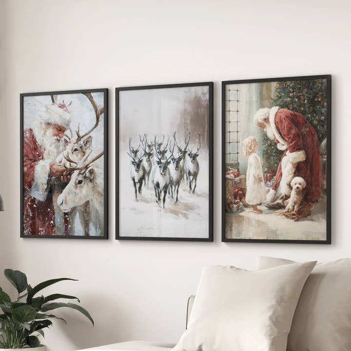 PrintSets.com - Wholesale Gallery Wall Set - Holiday Wall Art. Santa, Reindeer, Christmas Tree Print1