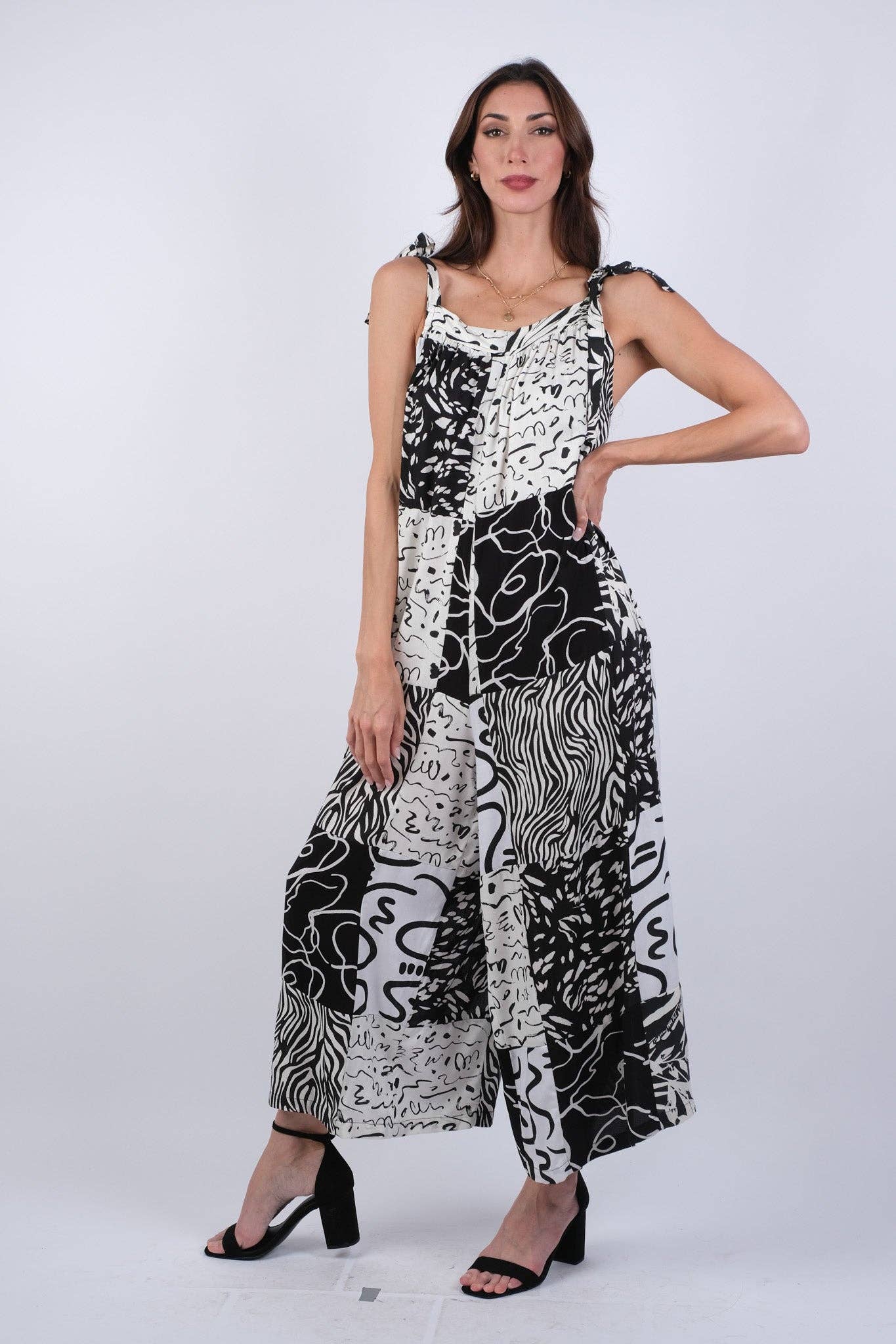 Sacred Threads - Vente Combishort – femme - Combinaison Patchwork Aura Noir & Blanc4