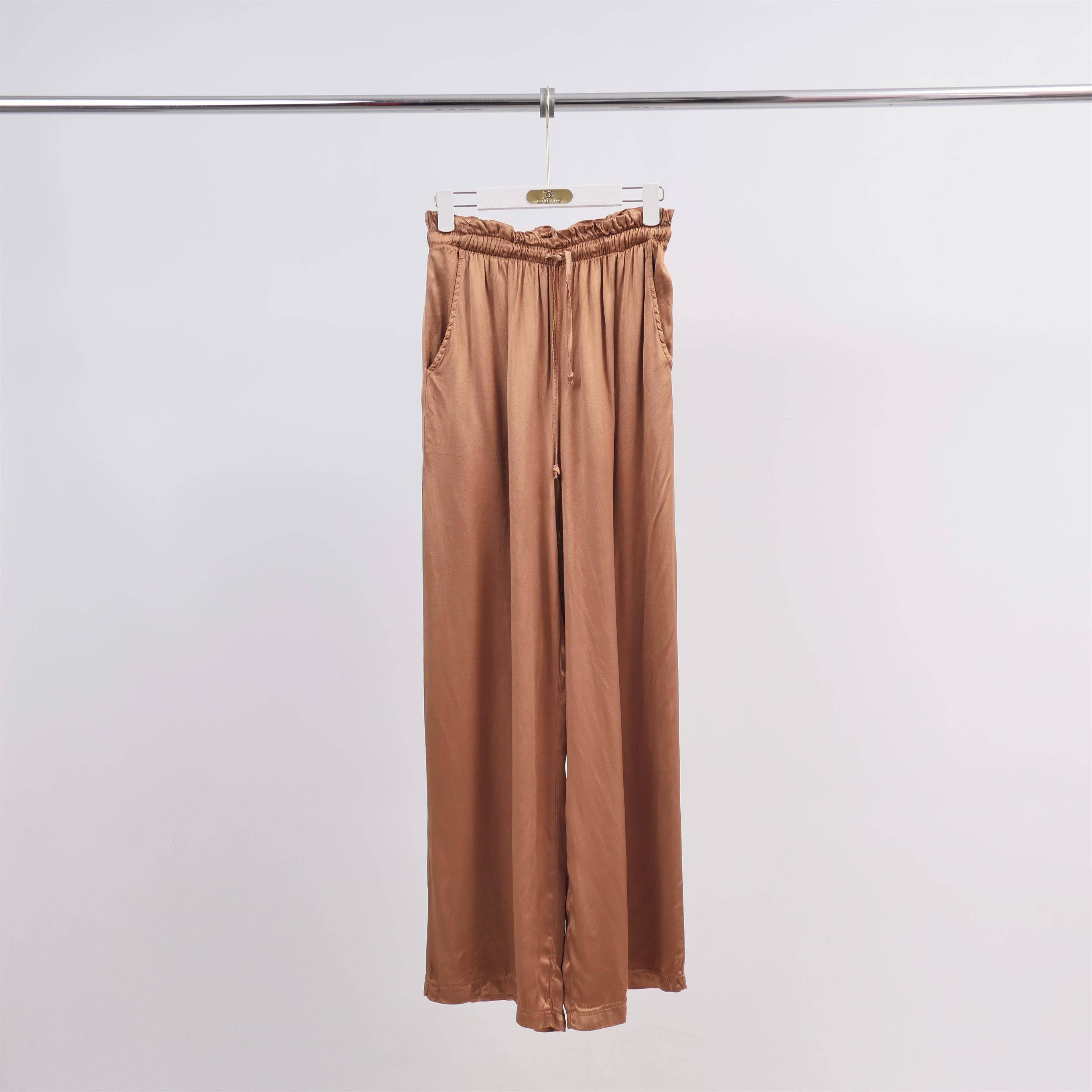 Cecile Wang - Vente Pantalon – femme - Pantalon large fluide satiné YS57202