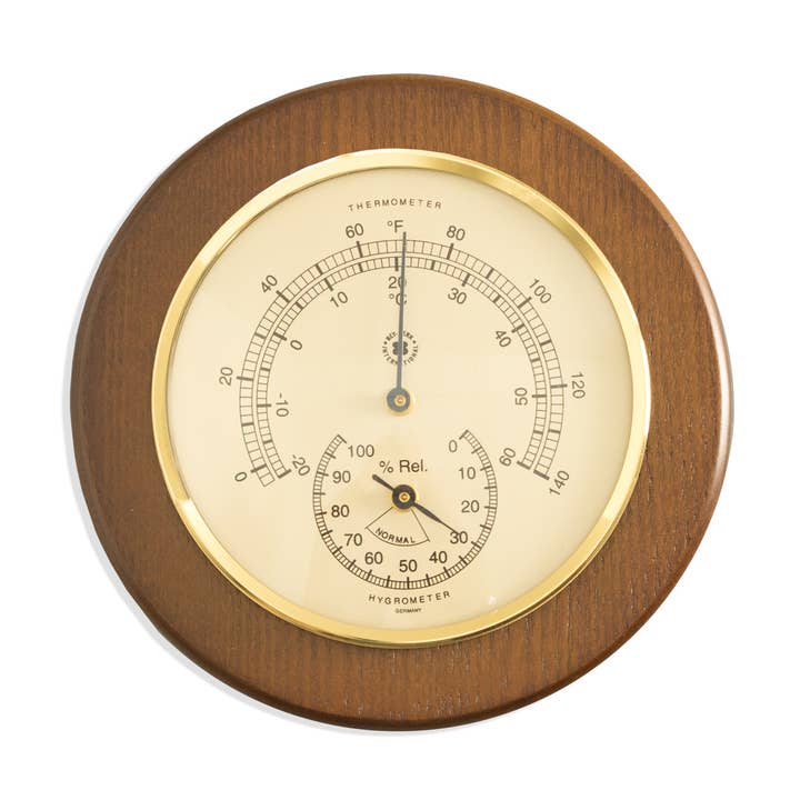 BeyBerk International - Wholesale Thermometer - Brass Bezel Thermometer With a Hygrometer on 5"0