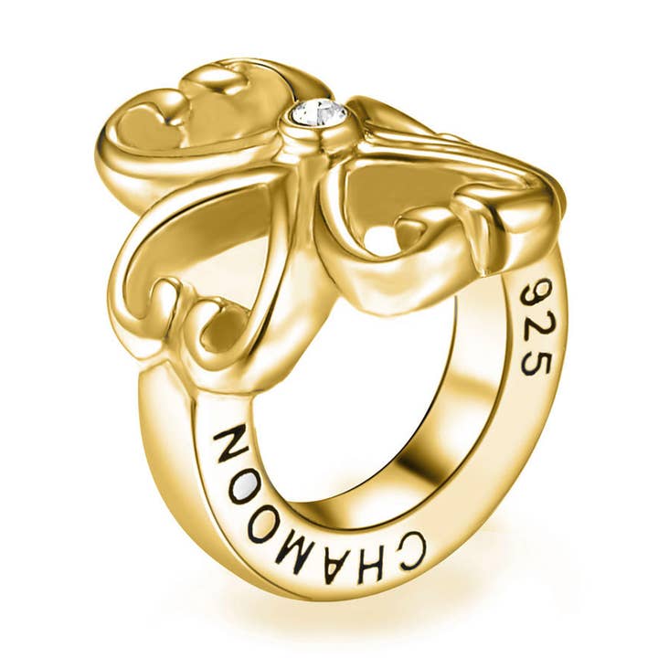 Gold plated cloverleaf heart charm for wholesale by CHAMOON Jewelry