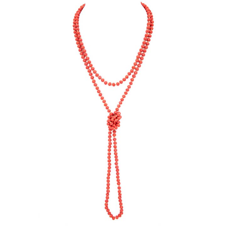 Long collier en cristal noué à la main convertible de 4 mm pour la vente par LA Jewelry Plaza