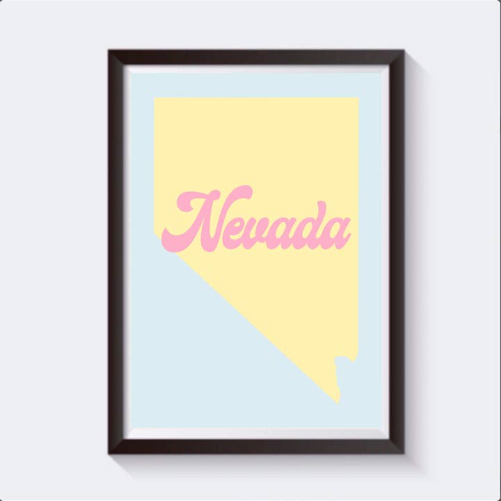 Nevada Retro Map Travel Print - Available in 6 sizes for wholesale by 2 Sisters