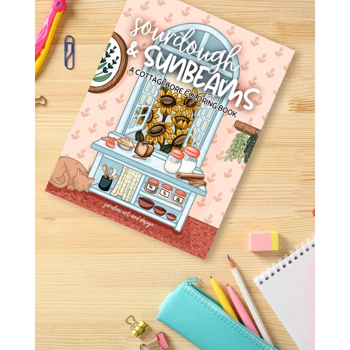 Levain et rayons de soleil : un livre de coloriage cottagecore pour la vente par Serafine Art and Design