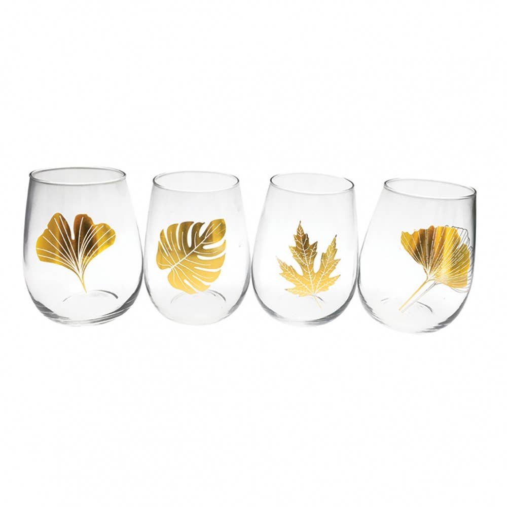 AULICA - Wholesale Drinking Glass/Cup - Golden leaf glasses - set of 41