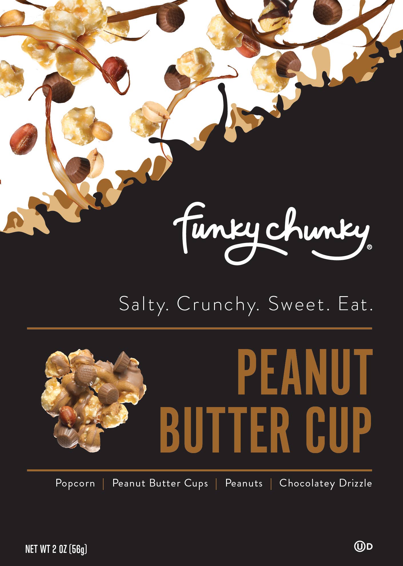 Funky Chunky - Wholesale Popcorn - Peanut Butter Cup | Caramel Corn Choco Popcorn | 2oz bags2