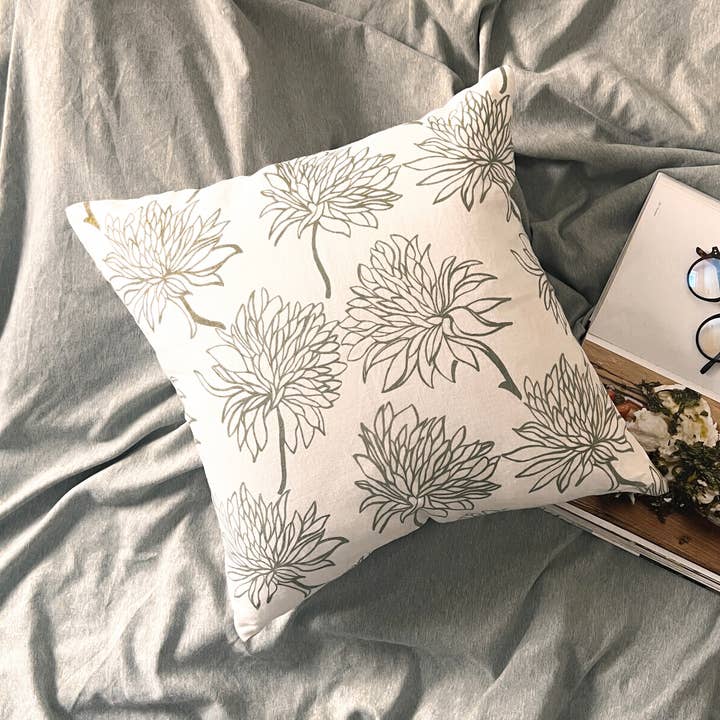 Dahlia Bloom Throw Pillow Cover for wholesale by Banyan & Birch