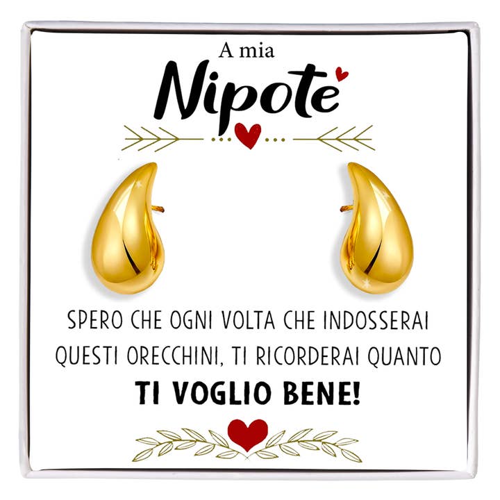 Teardrop Earrings in Surgical Steel - To My Niece for wholesale by DINAWeb Srls