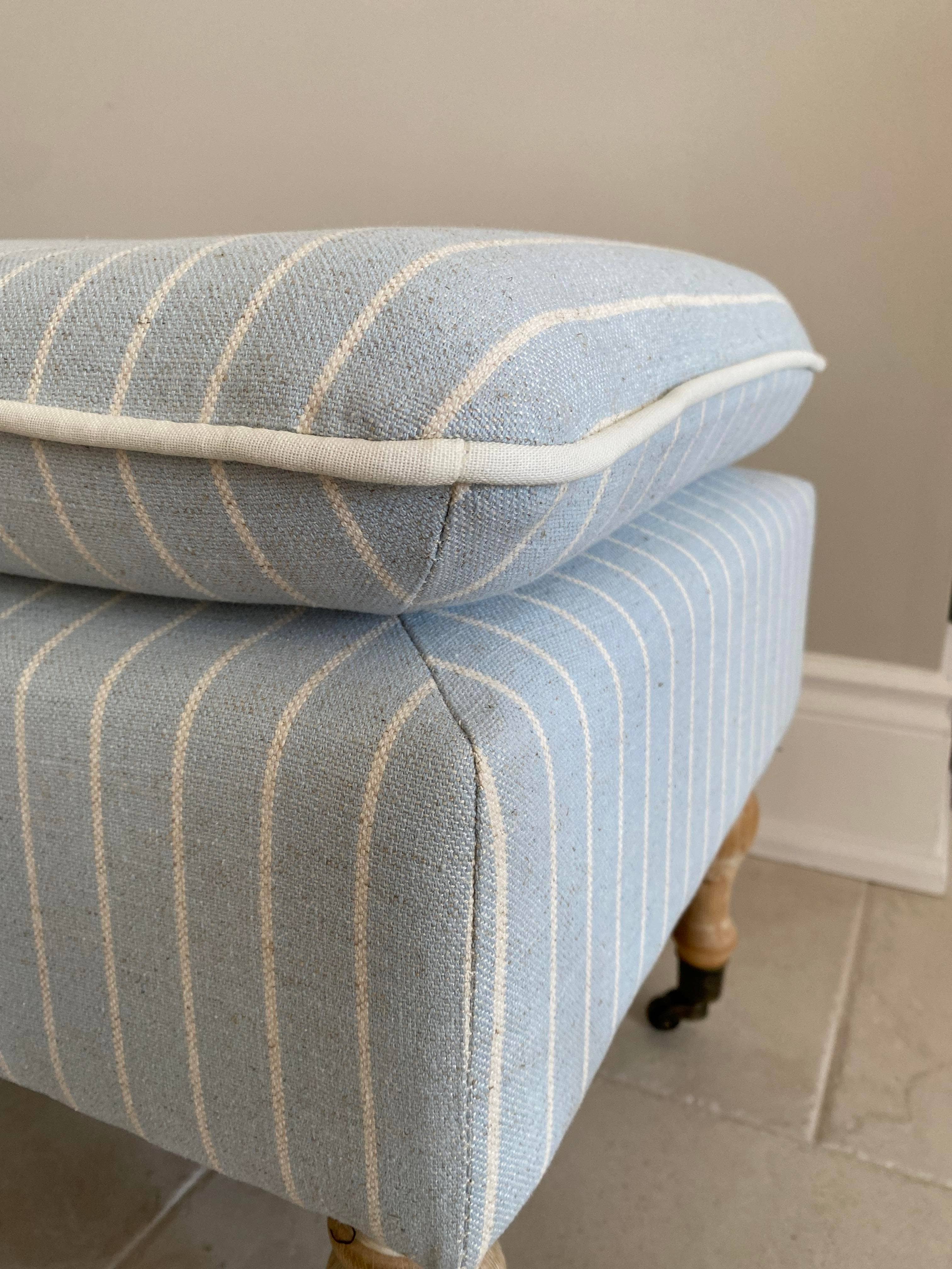 Seat4uhome - Wholesale Bench - Linen Ticking Upholstered Pillowtop 48" Rossini Bench-Azure 5