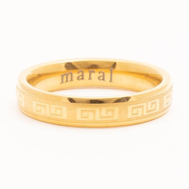 Aztec Pattern Inlay Band Ring for wholesale by Maral Kunst