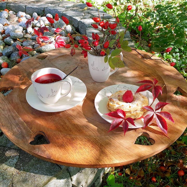 Wooden turntable for wholesale by LES SCULPTEURS DU LAC