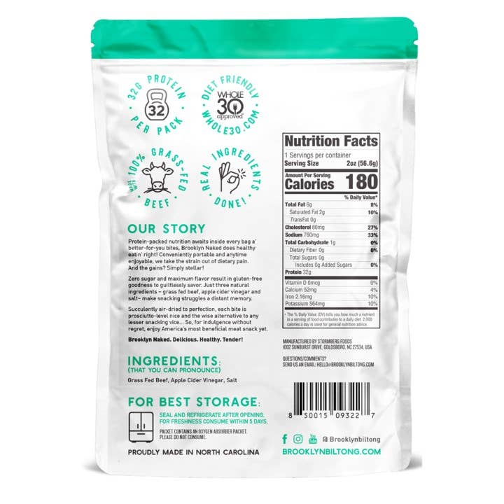 Brooklyn Biltong - Wholesale Jerky - 2oz Grass Fed Biltong Naked Tender Slices Classic 1