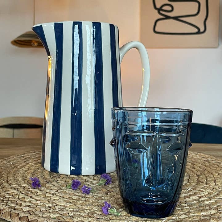 bruise Glass goblet Blue Face D8 H10cm for wholesale on Faire