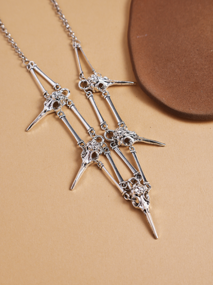 Revelari – wholesale Pendant/charm necklace – Silver Skull and Bone Statement Necklace2