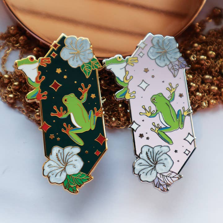 Sacred Beast Tree Frog Enamel Pins for wholesale by Swiftterly