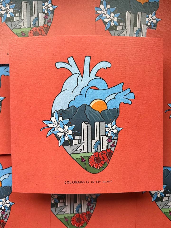Colorado Is In My Heart Art Print | 10x10 in for wholesale by YAMZ: World of Color
