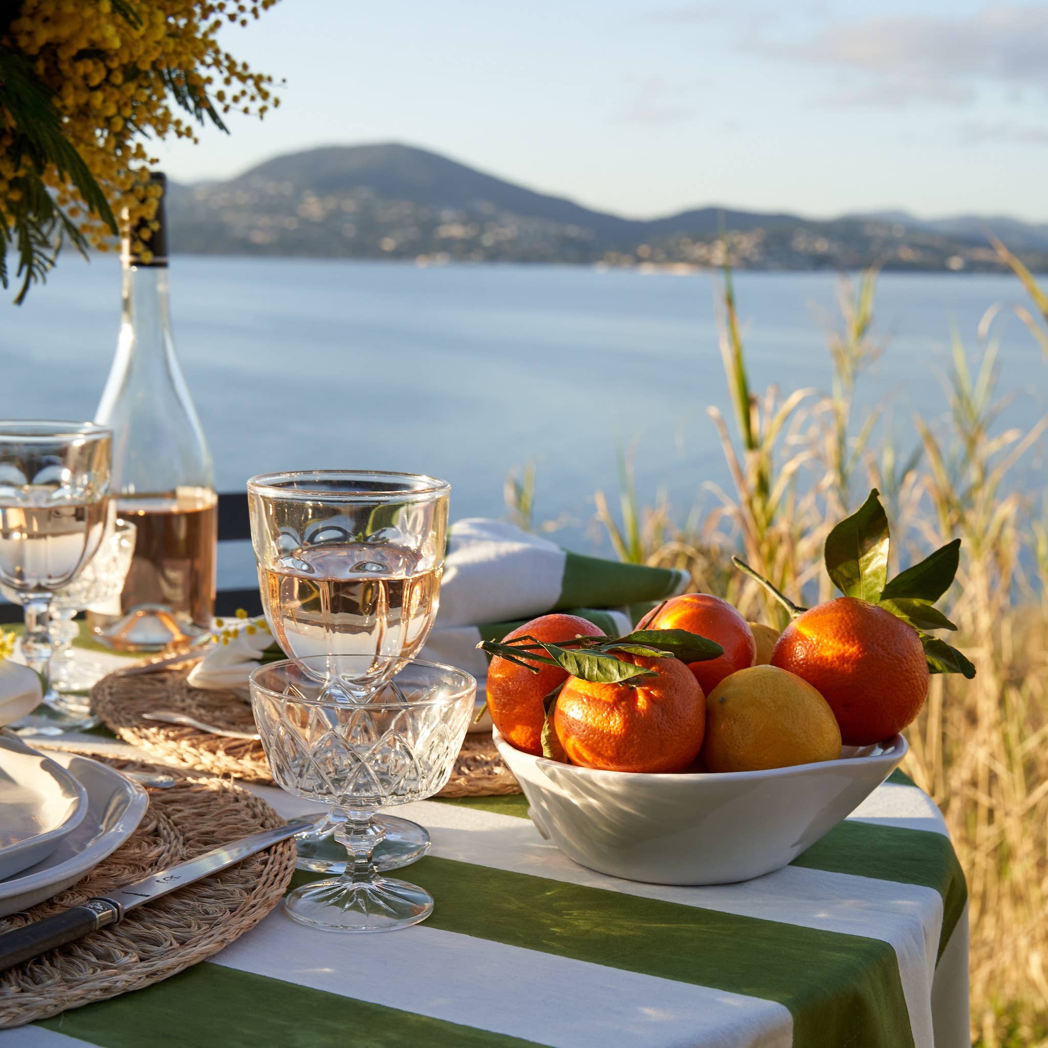 Couleur Nature - Venta al por mayor Manteles - St. Tropez Rayas Verdes | Mantel Francés5