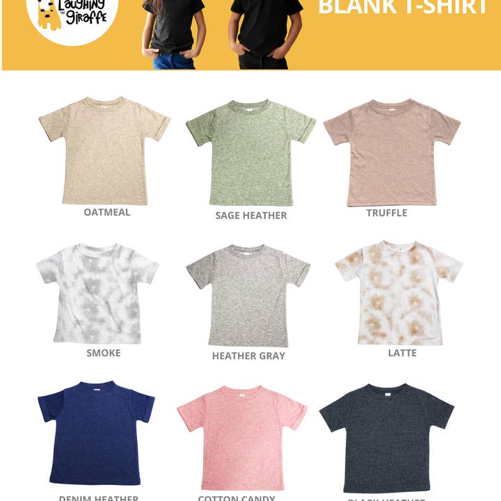 Laughing Giraffe - Wholesale T-Shirt - Kids - Toddler Youth Unisex Kids Short Sleeve Blank T-Shirt 6-PACK