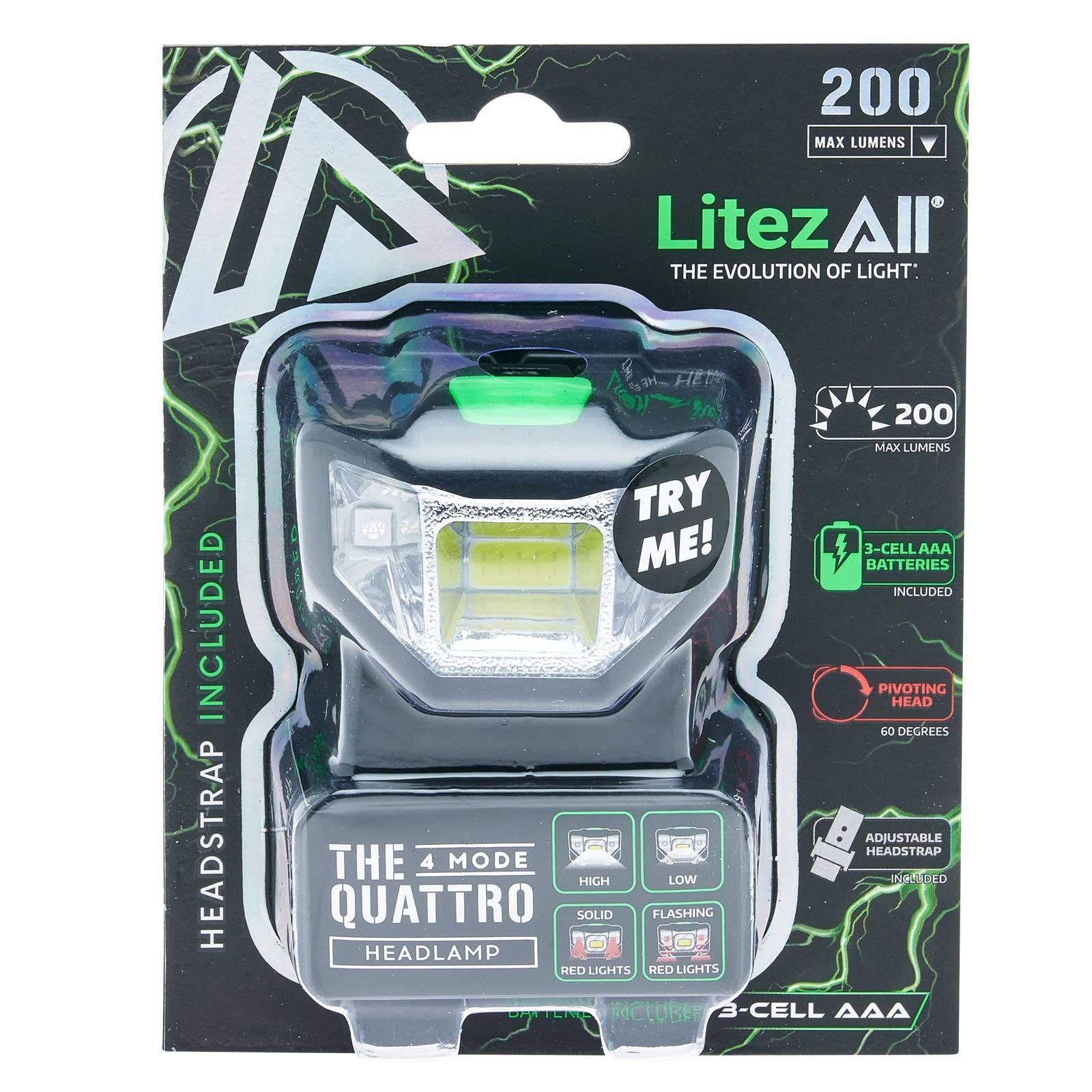 LitezAll - Wholesale Flashlight - LitezAll Quattro 4 Mode LED Head Lamp34