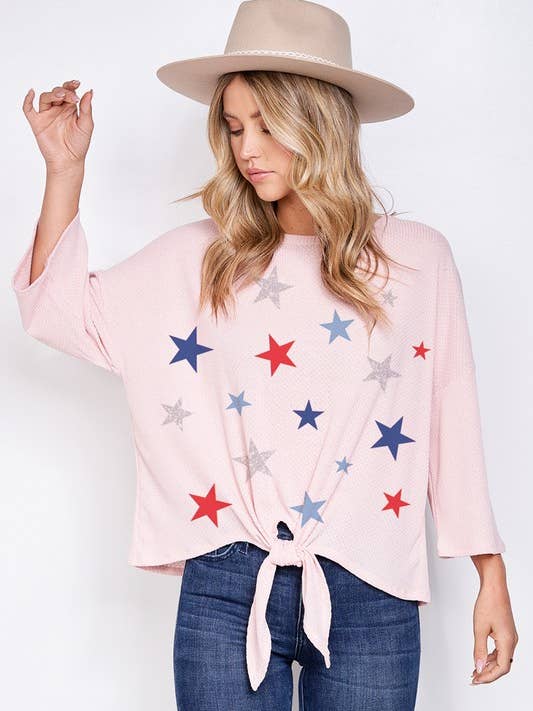 Top a maniche larghe a 3/4 con stelle per la vendita all'ingrosso da parte di MintChoco