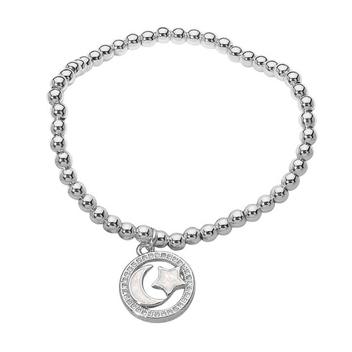 Sensibling Corp. - Wholesale Charm/dangle bracelet - Stainless Steel Paved Rim Star Beaded Charm Stretch Bracelet4