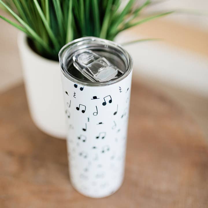 Musically Minted - Wholesale Insulated Mug/Tumbler - Black and White Music Note Skinny Tumbler4