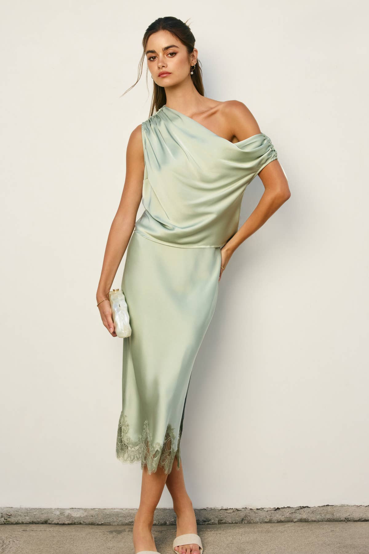 Dress Forum - Wholesale Blouse - Women's - Dull Satin Asymmetrical Shoulder Top26