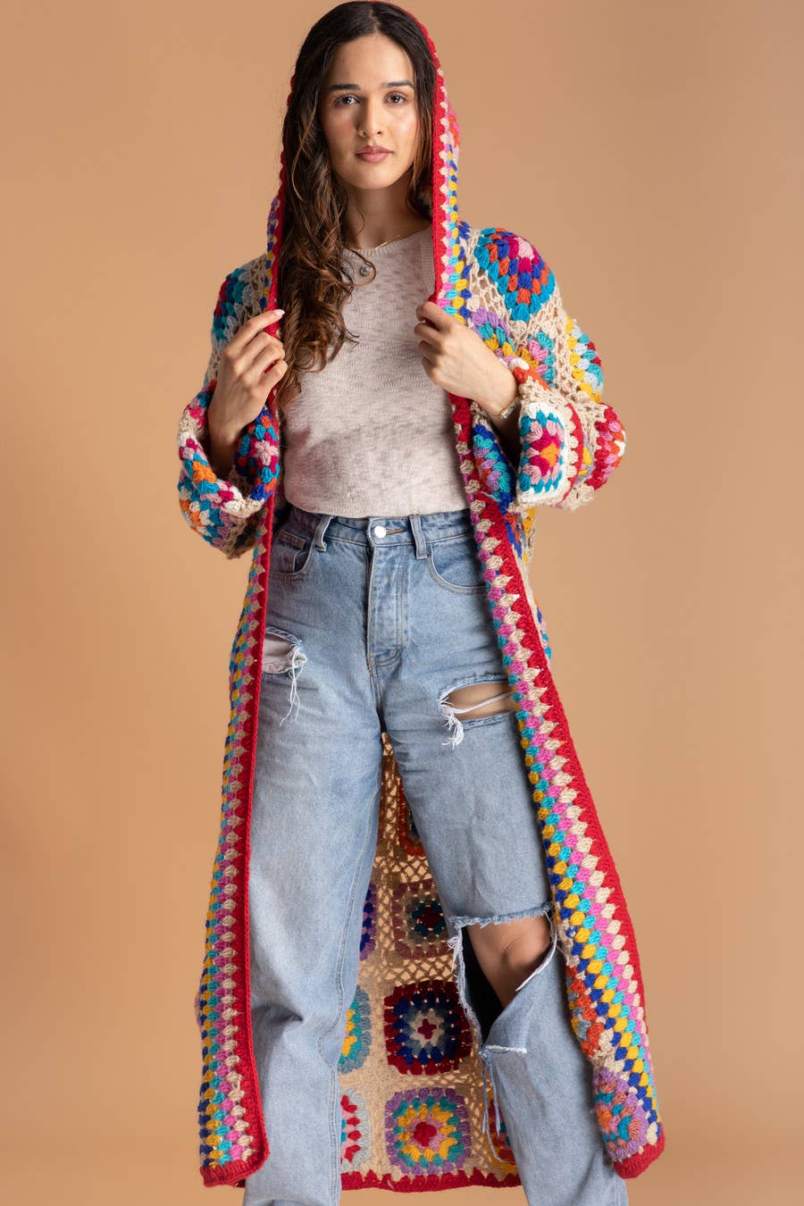 SAACHI – Engroshandel Kimono - Dame – Hæklet uldhætte Kimono Lang6