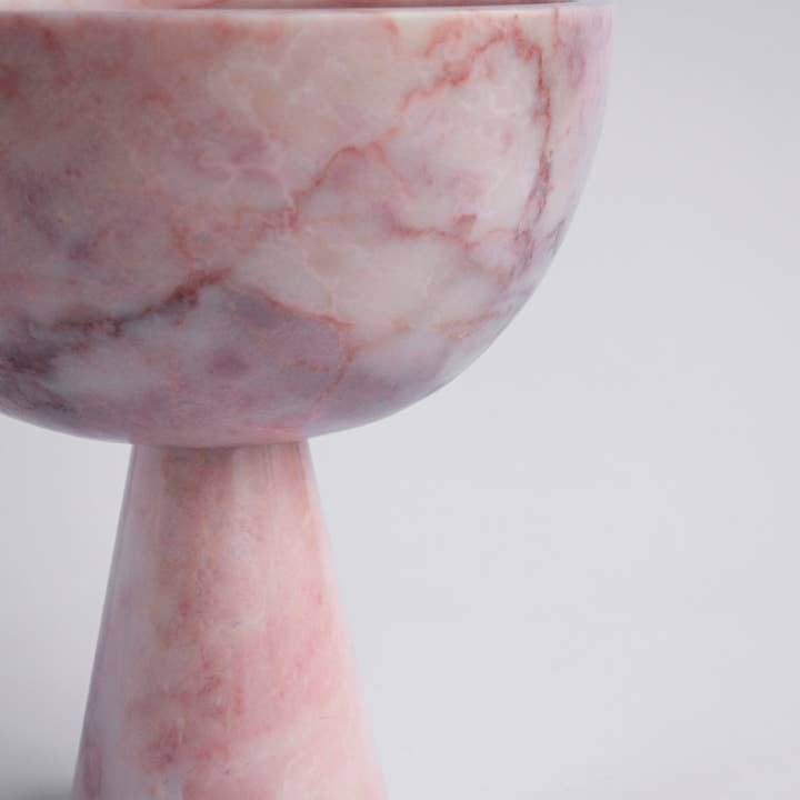Kiwano Concept - Wholesale Decorative plate/dish/bowl - PINK MARBLE PEDESTAL BOWL XL5