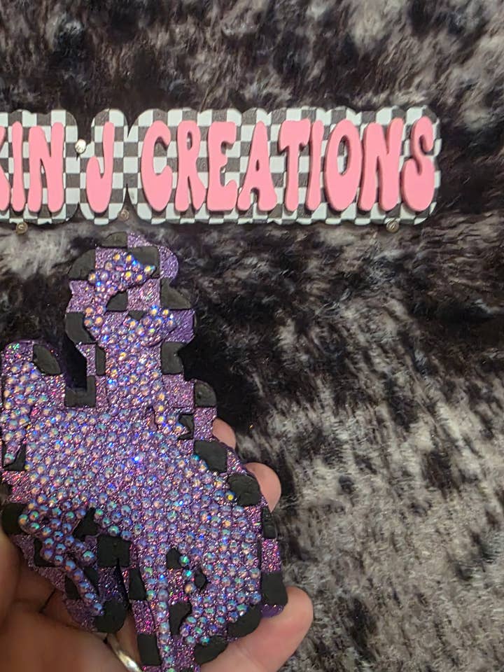 Wyoming Cowboy RHINESTONE Handmade Car Air Freshener for wholesale by Buckin J Creations