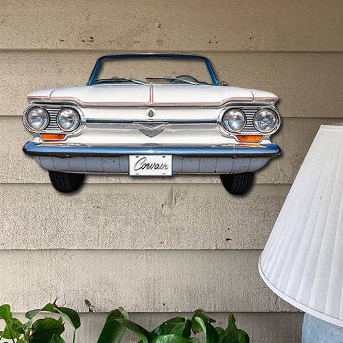 Sunbeltgifts - Wholesale Sign - 1964 Chevrolet Corvair Monza Convertible Front Bumper Metal Sign, Made in USA , 2 sizes, 20 Gauge Steel with Powder Coating for Durability and a High Gloss Finish