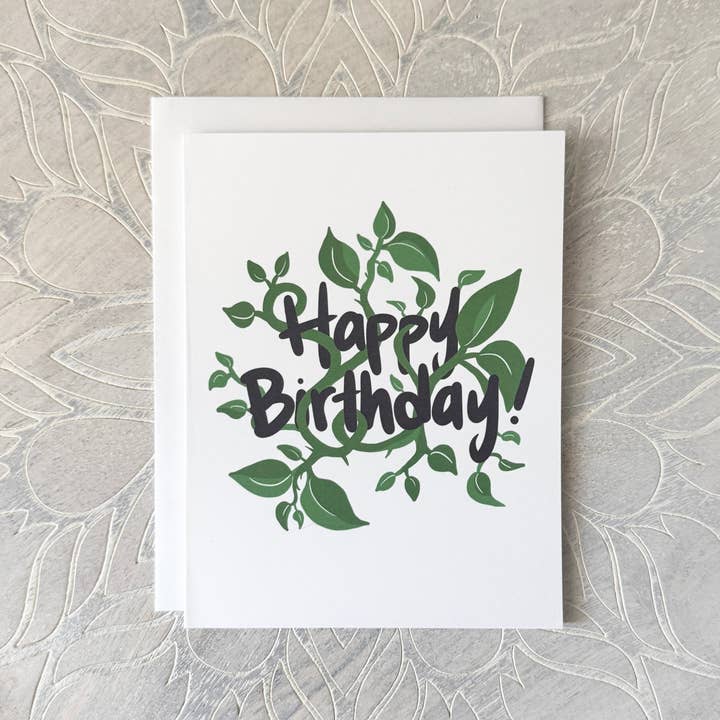 Cartão de felicitações de aniversário com videiras verdes por atacado de Lemon Grove Wellness