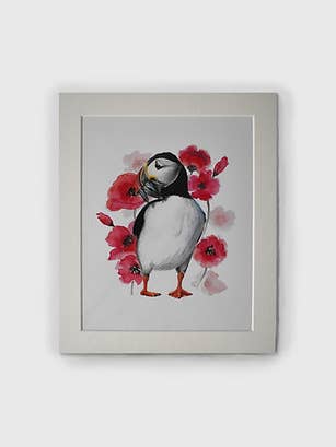 Puffins And Poppies 10x12" for wholesale by Variorum