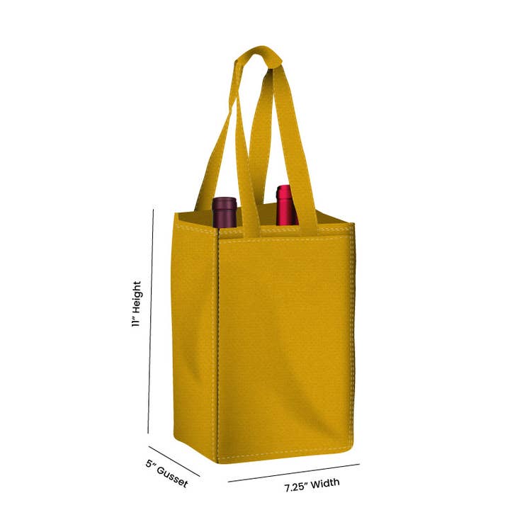 Non Woven Totes - Wholesale Wine tote - Reusable 2-Bottle Wine Tote Bag-7.25x11x5 with Bottom Gusset | Custom Printed Wine Totes12