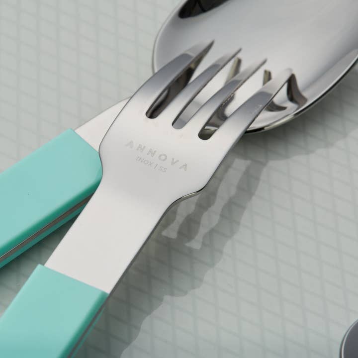 ANNOVA - Wholesale Flatware Set - ANNOVA Block Handle Silverware Set 20 Pieces Color Modern Style Flatware55