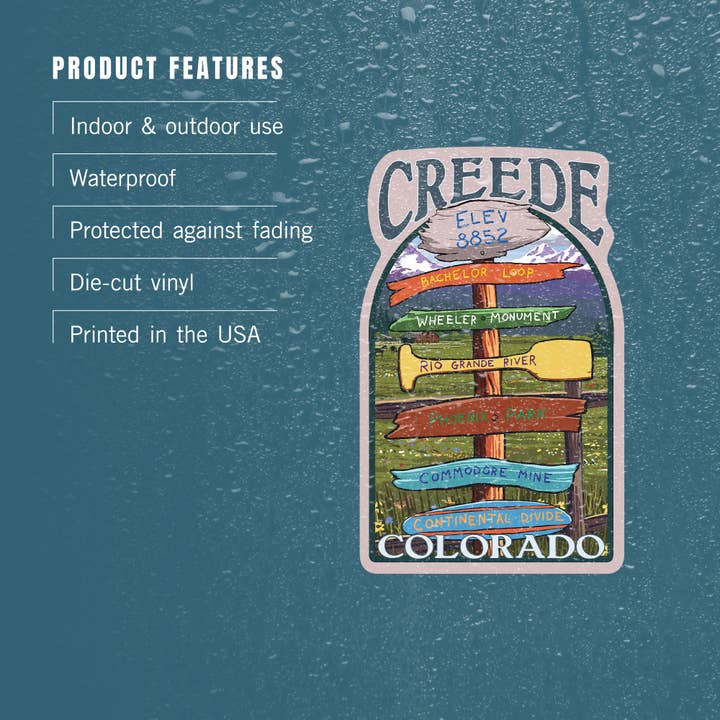 Lantern Press - Wholesale Sticker - STICKER Creede, Colorado, Destination Signpost3