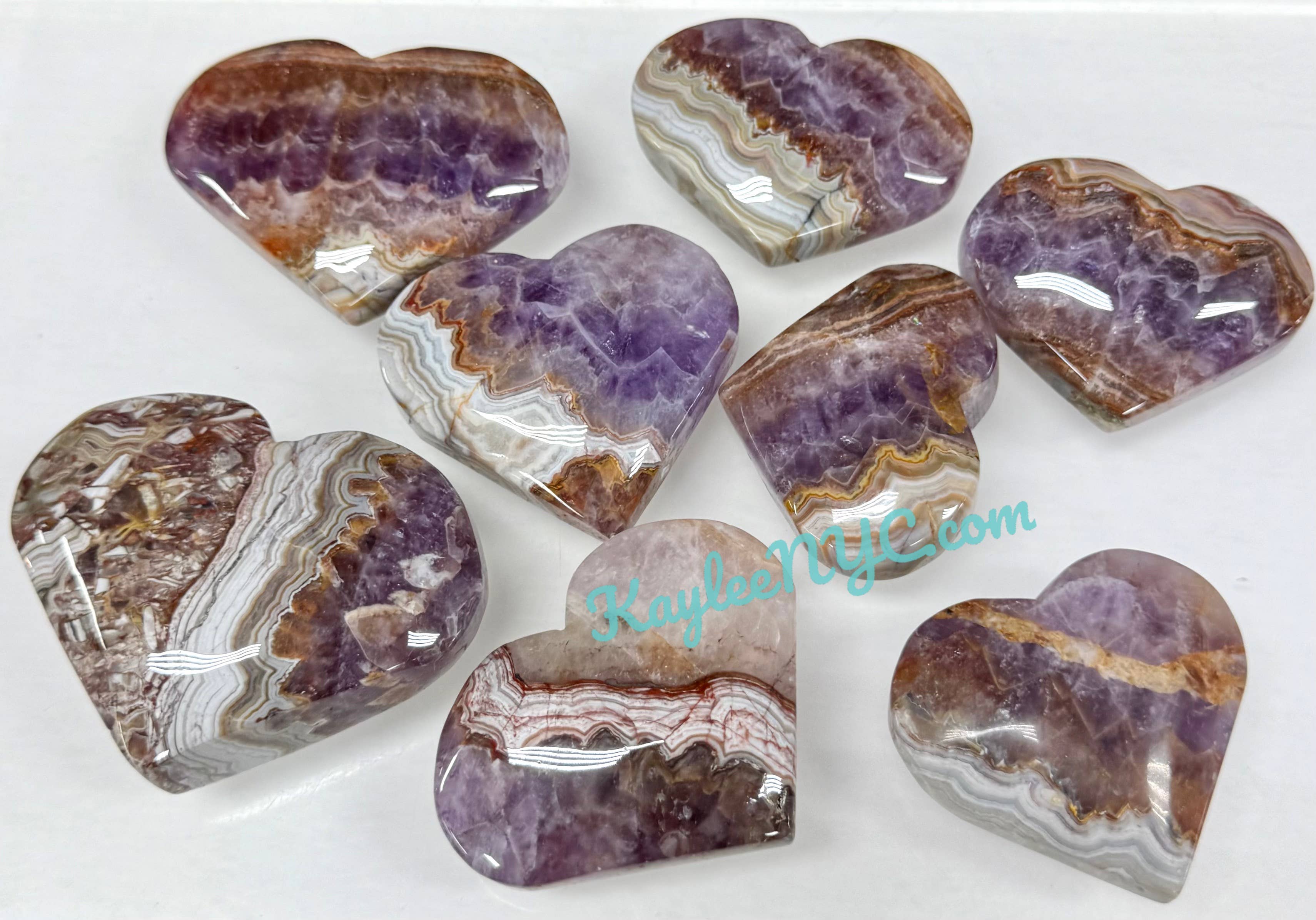 KayleeNYC - Wholesale Spiritual Stone/Crystal - 2 lb Natural Amethyst Lace Agate Crystal Heart Energy2