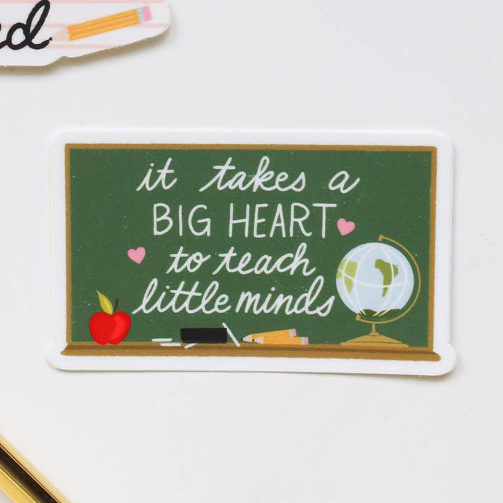 Pegatina «Se necesita un gran corazón para enseñar mentes pequeñas» para venta al por mayor de Lemon Milk Paper Co