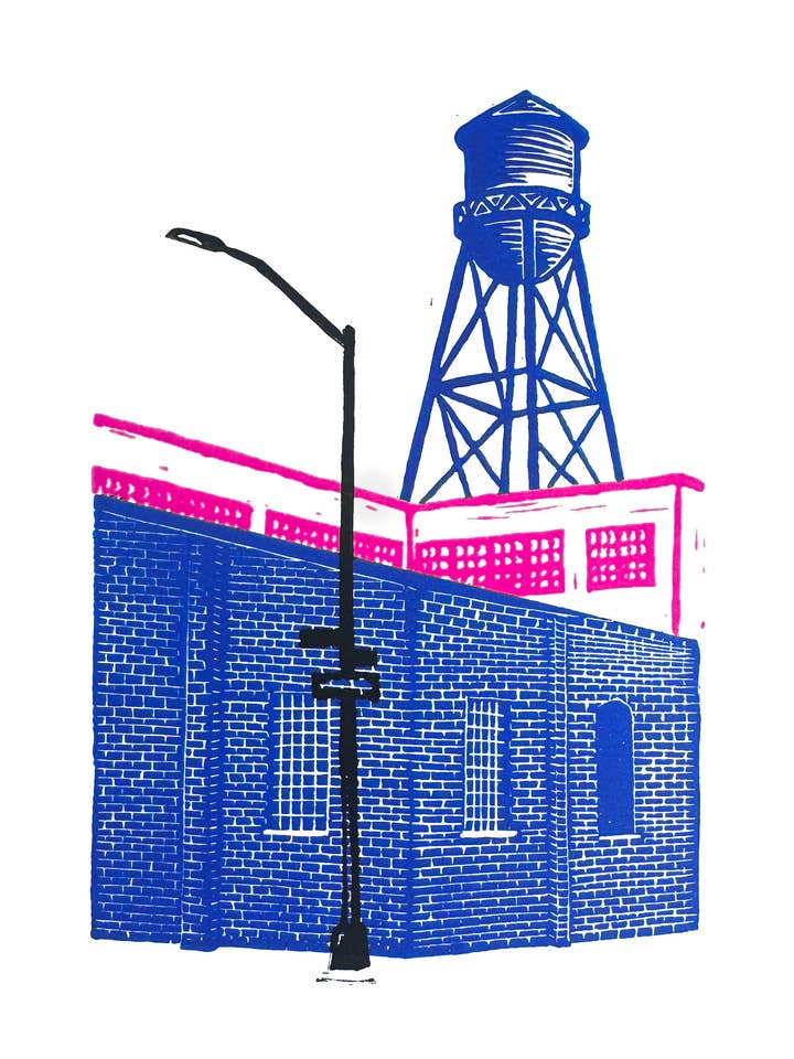 Water Tower Greeting card / Postcard / Art print / Wall Art for wholesale by Francesca Furian