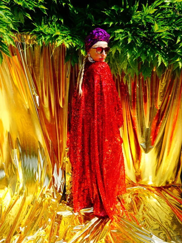 Fumbalinas – wholesale Kaftan – Women's – Red Holographic Sequin Maxi Kaftan Gown / Kimono Robe20