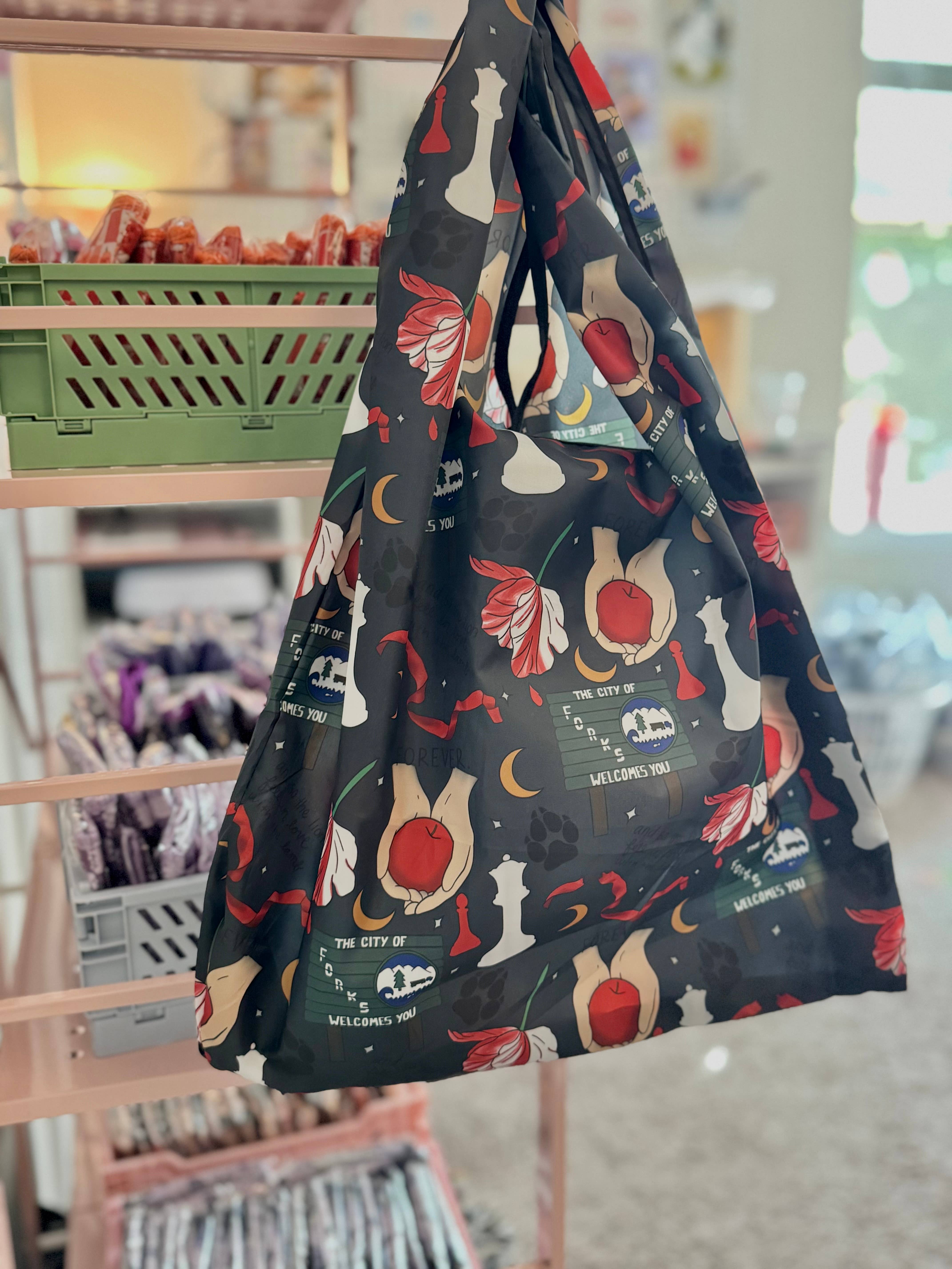 CrescentCatCo - Wholesale Grocery/Shopping Bag - Vampire Saga Bookish Reusable Shopping Bag, Fold Up Pouch4