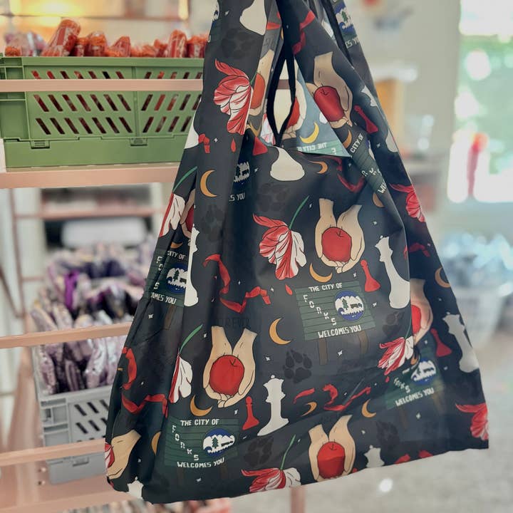 CrescentCatCo - Wholesale Grocery/Shopping Bag - Vampire Saga Bookish Reusable Shopping Bag, Fold Up Pouch4