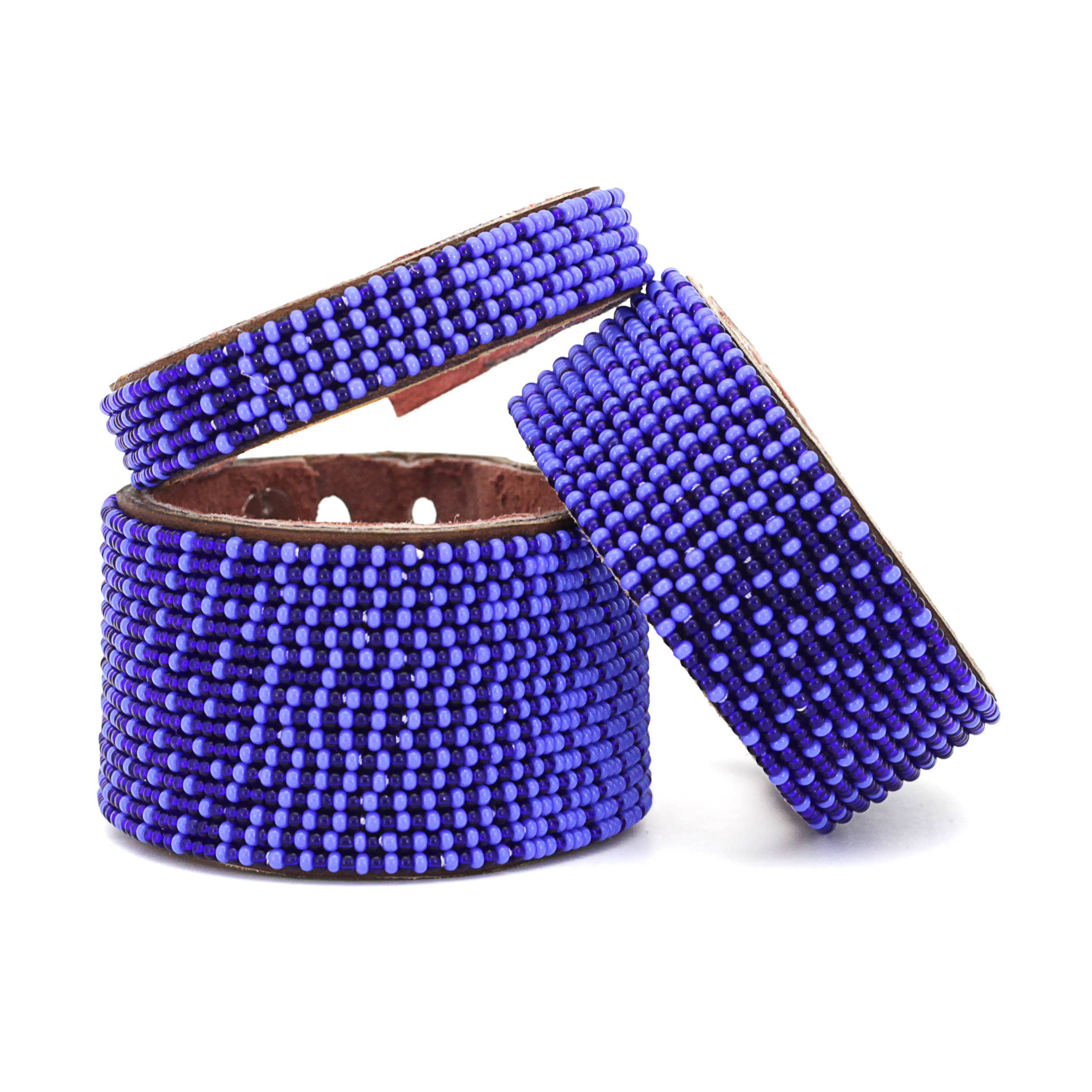 Swahili Coast - Wholesale Cuff Bracelet - Medium Dark Blue and Ocean Blue Ombre Leather Cuff1