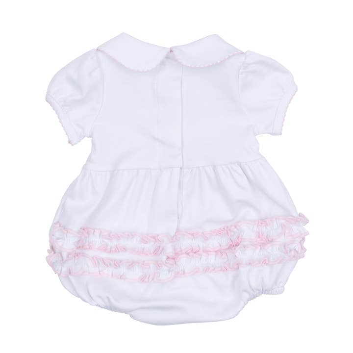 Magnolia Baby - Wholesale Bodysuit (Non-Footed) - Baby - Essentials Solid Collared Ruffle Bubble - White Pink1