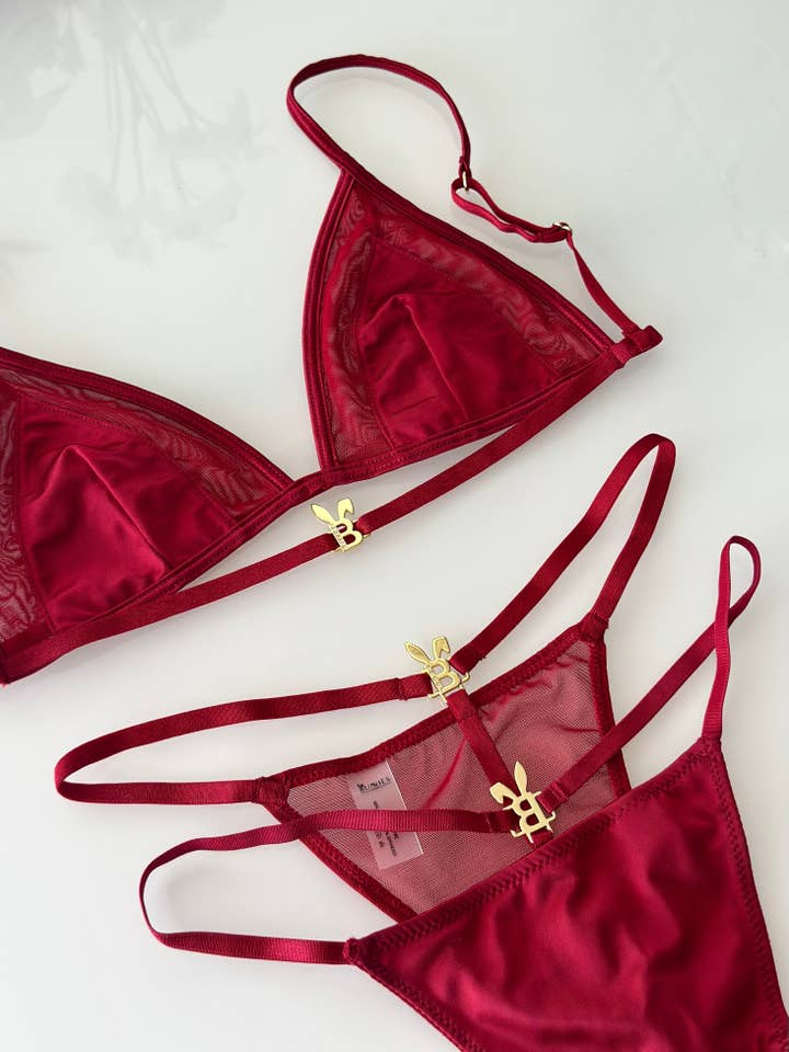BUNNIES ROOM - Wholesale Lingerie Set - Women's - LINGERIE SET IN RED WINE3