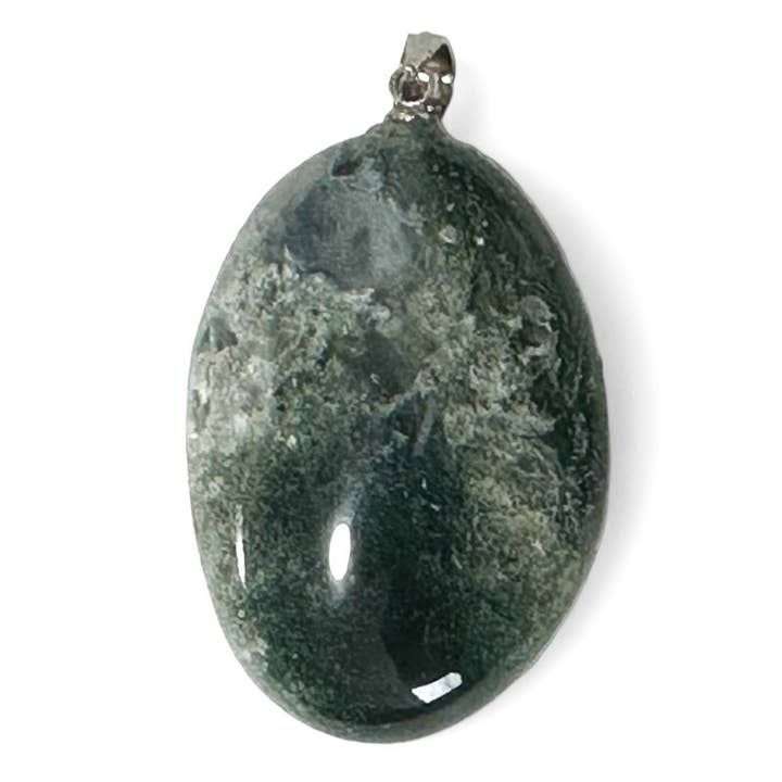 Moss agate pendant Brazil AA (tumbled stone) for wholesale by La Boîte à Cailloux