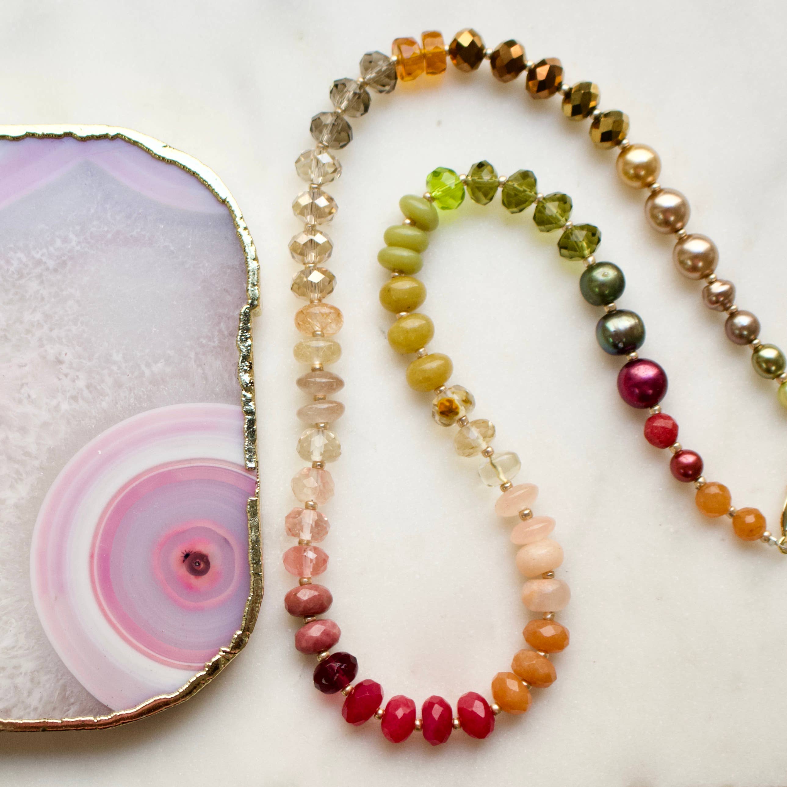 a.v. max – Colar com missangas/pérolas por atacado – Colar Gemma Medium Rondelle|16 Combinações de Pedras3