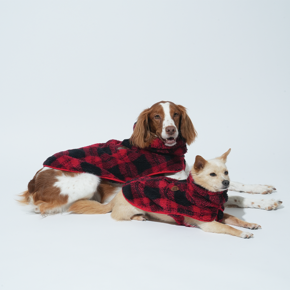 Puppy Gallery – Poncho para cão - Cão por atacado – Poncho de Padrão Xadrez em Fleece Chouchou9