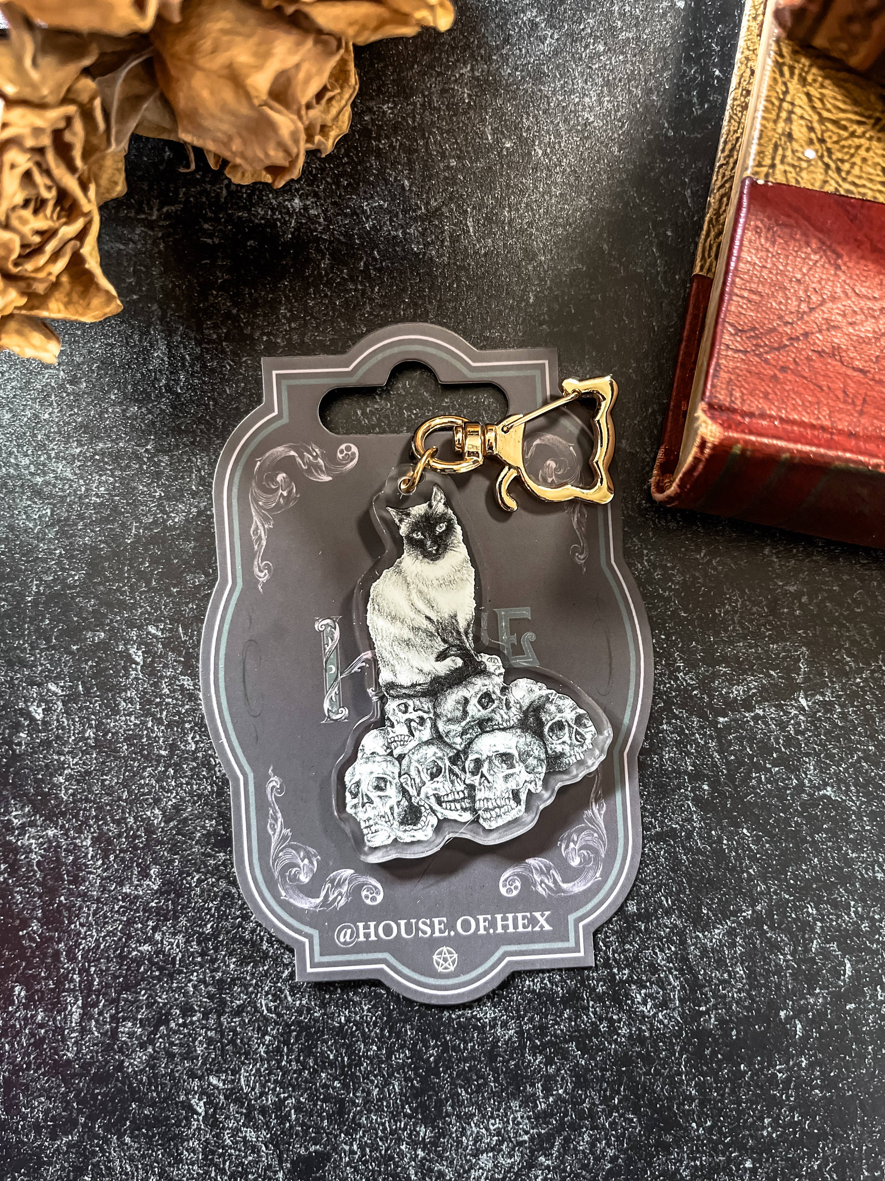 House of Hex - Venta al por mayor Llavero - Mujer - Llavero con forma de calavera de gato | accesorios | decoración de brujas | bruja5